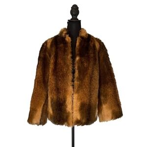 VTG Adolph Schuman for Lilli Ann Faux Fur Jacket Brown Sable Tone Luxury